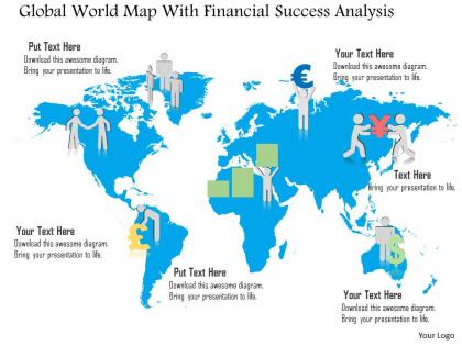 Global world map with financial success analysis ppt presentation slides