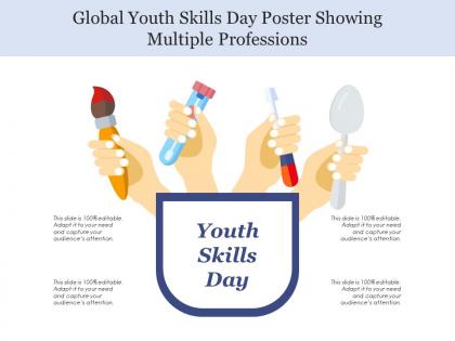 Global youth skills day poster showing multiple professions