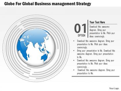 Globe for global business management strategy ppt presentation slides