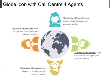 Globe icon with call centre 4 agents