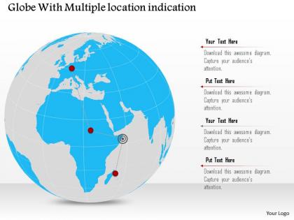 Globe with multiple location indication ppt presentation slides