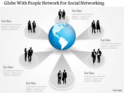 Globe with people network for social networking powerpoint template