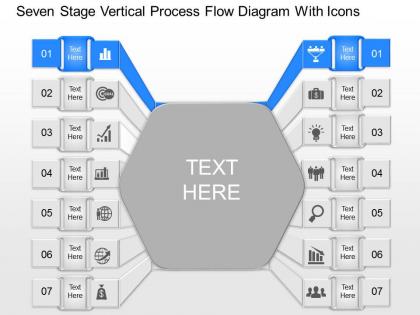 Gm seven staged vertical process flow diagram with icons powerpoint template
