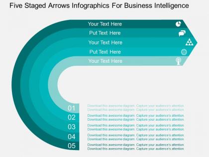 Go five staged arrows infographics for business intelligence flat powerpoint design