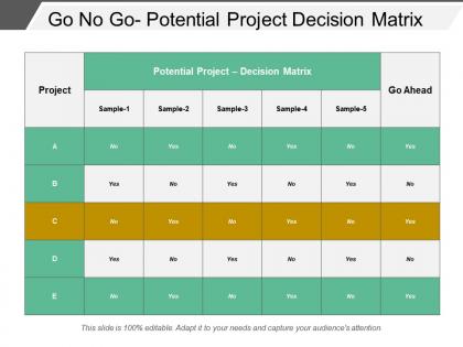 Go no go potential project decision matrix