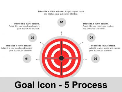 Goal icon 5 process ppt infographics
