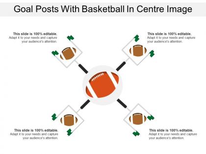 Goal posts with basketball in centre image