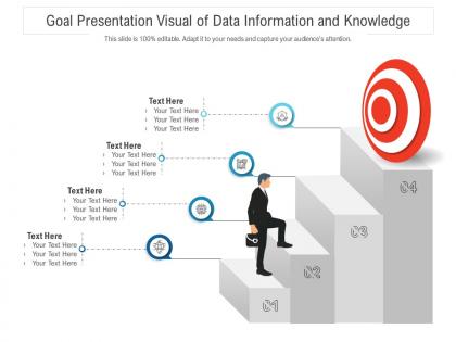 Goal presentation visual of data information and knowledge infographic template