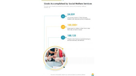 Goals Accomplished By Social Welfare Services One Pager Sample Example Document