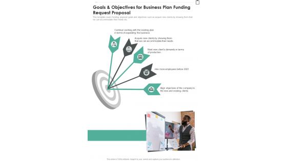 Goals And Objectives For Business Plan Funding Request Proposal One Pager Sample Example Document