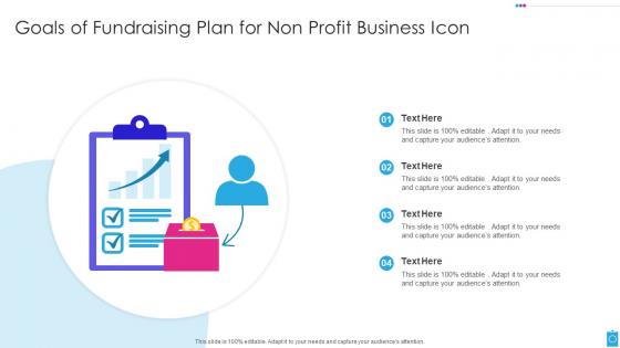 Goals Of Fundraising Plan For Non Profit Business Icon