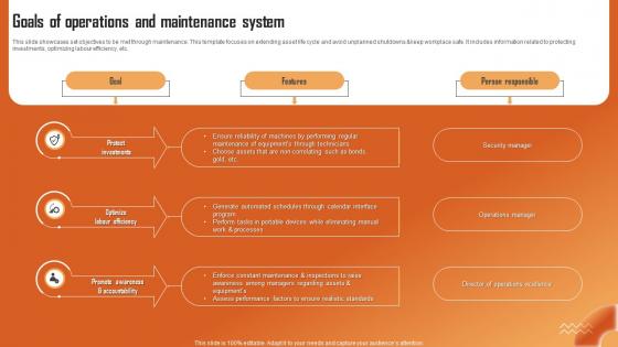 Goals Of Operations And Maintenance System