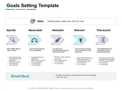 Goals setting template measurable ppt powerpoint presentation infographic template designs
