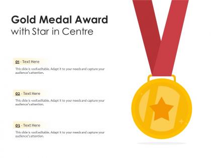 Gold medal award with star in centre