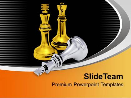 Golden and silver chess pieces business powerpoint templates ppt themes and graphics 0113
