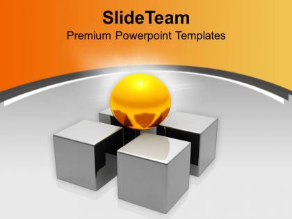Golden ball on pieces of 4 dice powerpoint templates ppt themes and graphics 0313