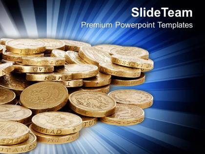 Golden coins financial development powerpoint templates ppt themes and graphics 0313