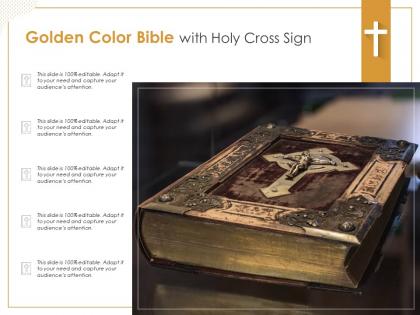 Golden color bible with holy cross sign