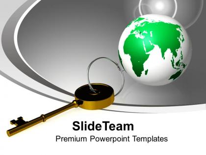 Golden key and planet global field business powerpoint templates ppt themes and graphics 0113