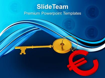 Golden key with euro symbol background powerpoint templates ppt themes and graphics 0213