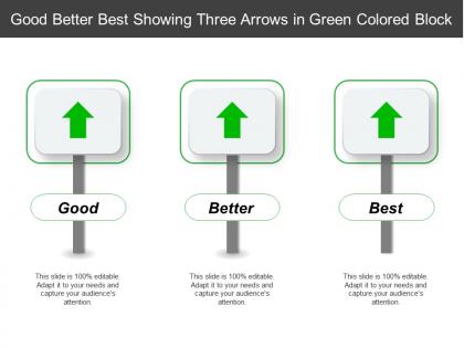 Good better best showing three arrows in green colored block