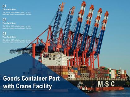 Goods container port with crane facility