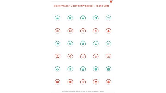 Government Contract Proposal Icons Slide One Pager Sample Example Document