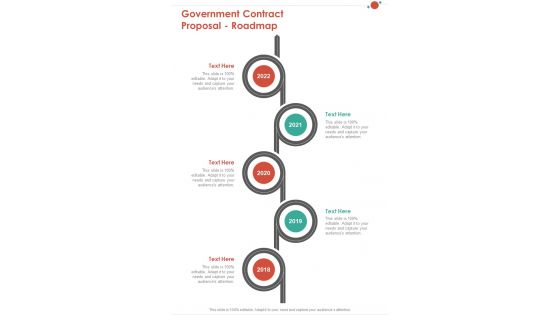 Government Contract Proposal Roadmap One Pager Sample Example Document