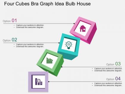 Gp four cubes bra graph idea bulb house flat powerpoint design