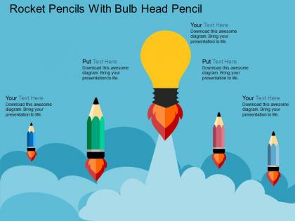 Gp rocket pencils with bulb head pencil flat powerpoint design