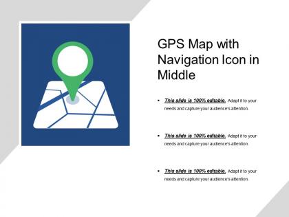 Gps map with navigation icon in middle