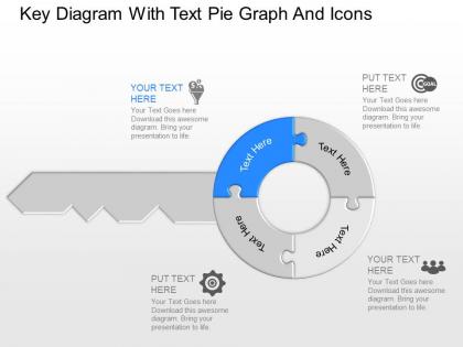 Gq key diagram with text pie graph and icons powerpoint template