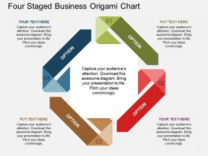 Gr four staged business origami chart flat powerpoint design