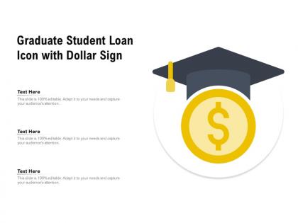 Graduate student loan icon with dollar sign