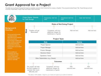Grant approval for a project raise non repayable funds public corporations ppt diagrams