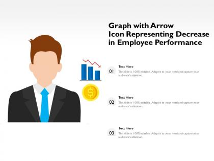 Graph with arrow icon representing decrease in employee performance