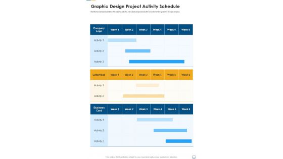Graphic Design Project Activity Schedule One Pager Sample Example Document