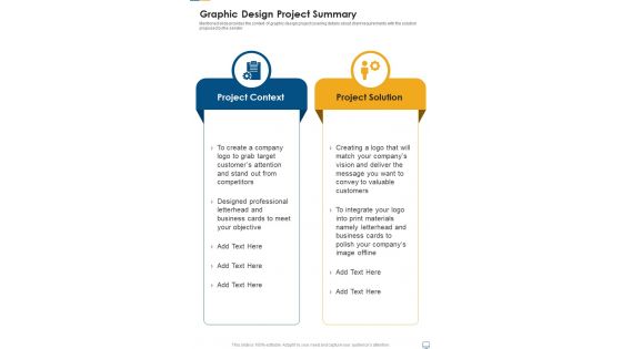 Graphic Design Project Summary One Pager Sample Example Document