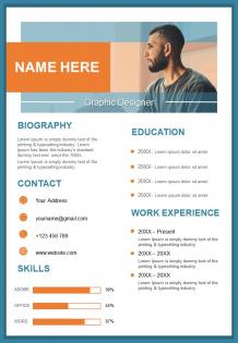 Graphic designer resume design template curriculum vitae ppt