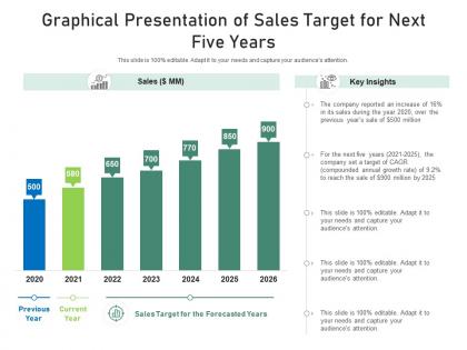 Graphical presentation of sales target for next five years
