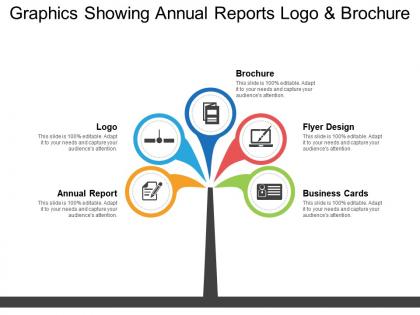 Graphics showing annual reports logo and brochure