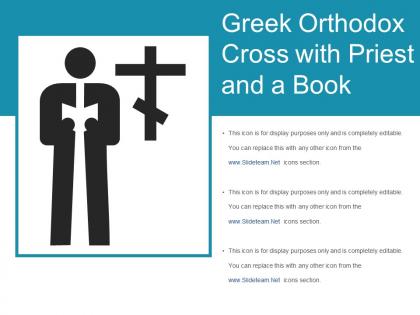Greek orthodox cross with priest and a book