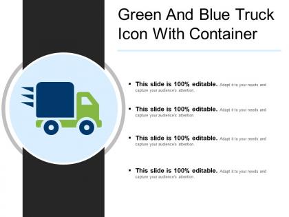 Green and blue truck icon with container