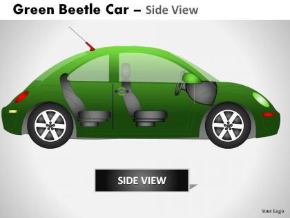 Green beetle car side view powerpoint presentation slides