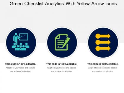 Green checklist analytics with yellow arrow icons