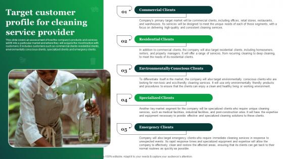 Green Cleaning Business Plan Target Customer Profile For Cleaning Service Provider BP SS