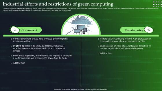 Green Cloud Computing V2 Industrial Efforts And Restrictions Of Green Computing