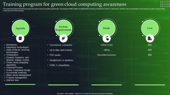 Green Cloud Computing V2 Training Program For Green Cloud Computing Awareness