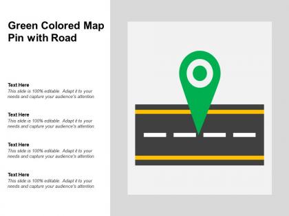 Green colored map pin with road