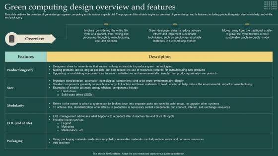 Green Computing Design Overview And Features Carbon Free Computing